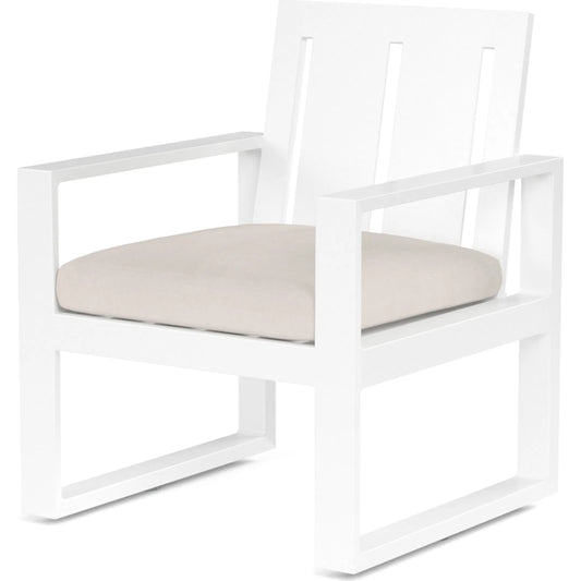 Newport Outdoor Dining Chair by Sunset West in whites/creams/beiges. Made from aluminum in a modern style.