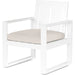 Newport Outdoor Dining Chair by Sunset West in whites/creams/beiges. Made from aluminum in a modern style.