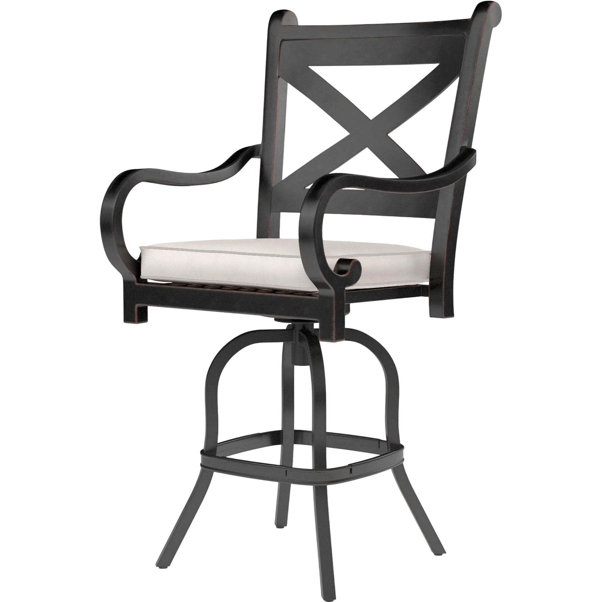 Monterey Outdoor Counter Stool by Sunset West in browns. Made from aluminum in a cottage & farmhouse style.