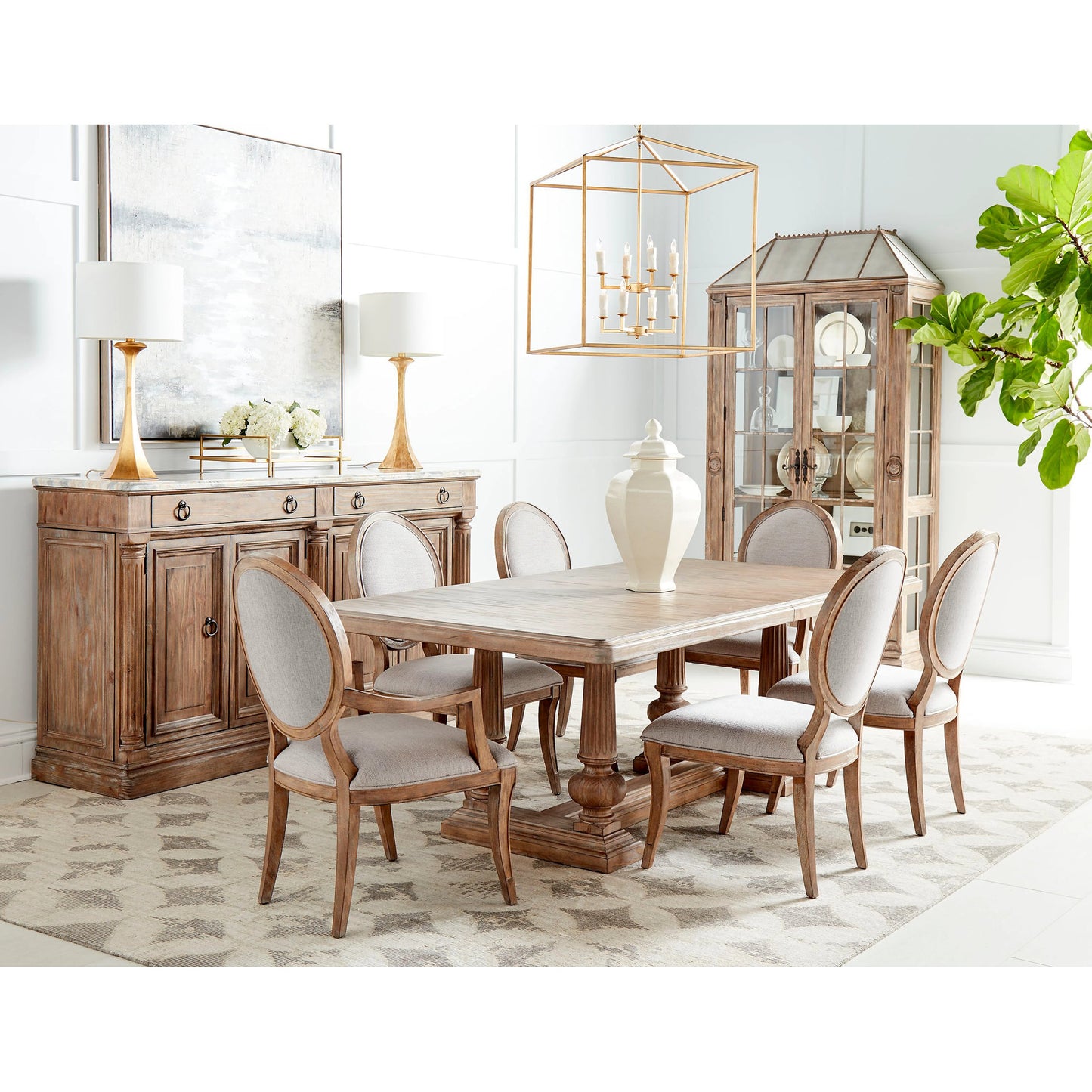 008 SI-2064914 | Lifestyle | Architrave Trestle Dining Table by A.R.T. Furniture in almond. Made from pine solids and veneer, resin in a traditional style.
