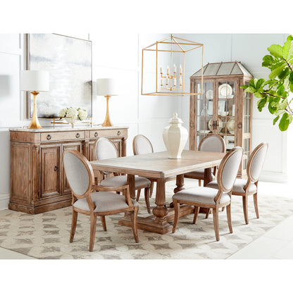 Architrave Trestle Dining Table by A.R.T. Furniture in almond. Made from pine solids and veneer, resin in a traditional style.