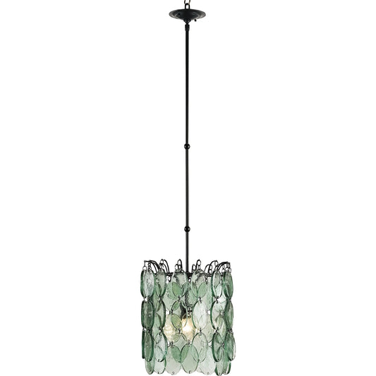 Airlie Pendant by Currey and Company in satin black. Made from wrought iron, glass in a eclectic & global style.
