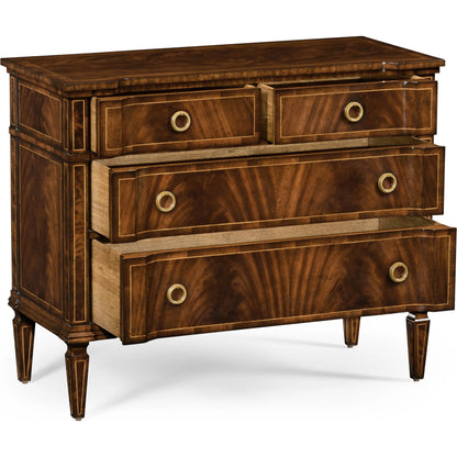 Versailles Regency Style Mahogany Chest of Drawers by Jonathan Charles in brown and medium antique mahogany. Made from acacia in a traditional style.