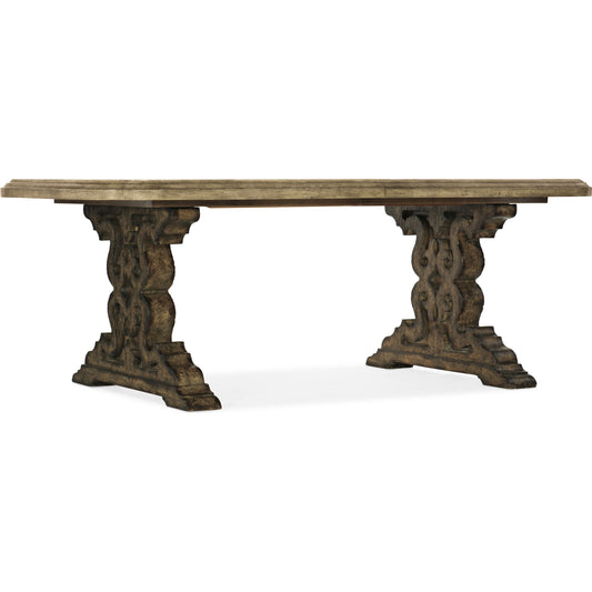 001 SI-1749053 | Additional Silo | La Grange Le Vieux Double Pedestal Table by Hooker Furniture in flemish, barn wood. Made from pecky hickory veneer, resin, solid-wood edge top in a traditional style.