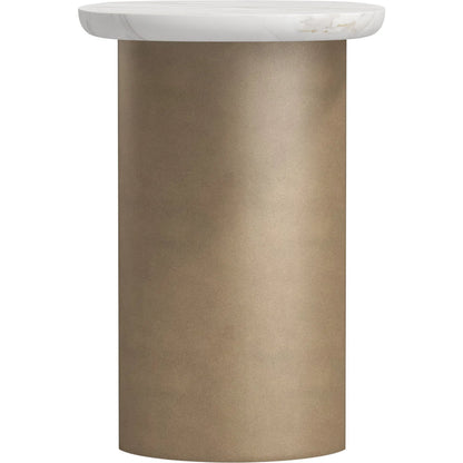 Verge Chairside Table by A.R.T. Furniture in white and bronze. Made from materal(s): white marble top, resin base in a modern style.