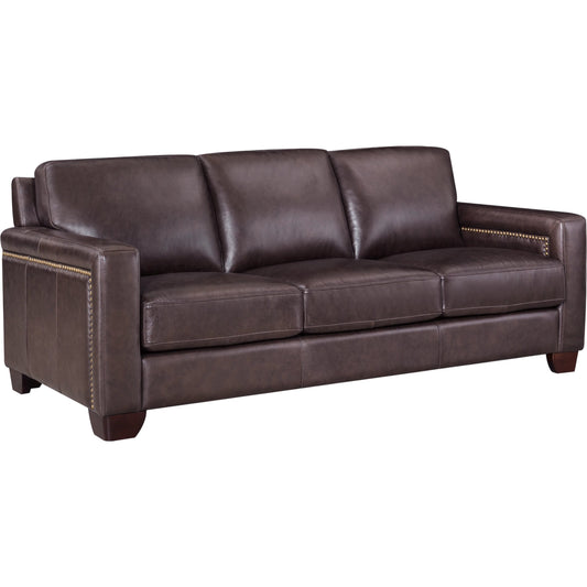 Alice 3-Seat Leather Sofa by Hydeline in brown. Made from full leather, solid hardwood kiln dried in a unique style.