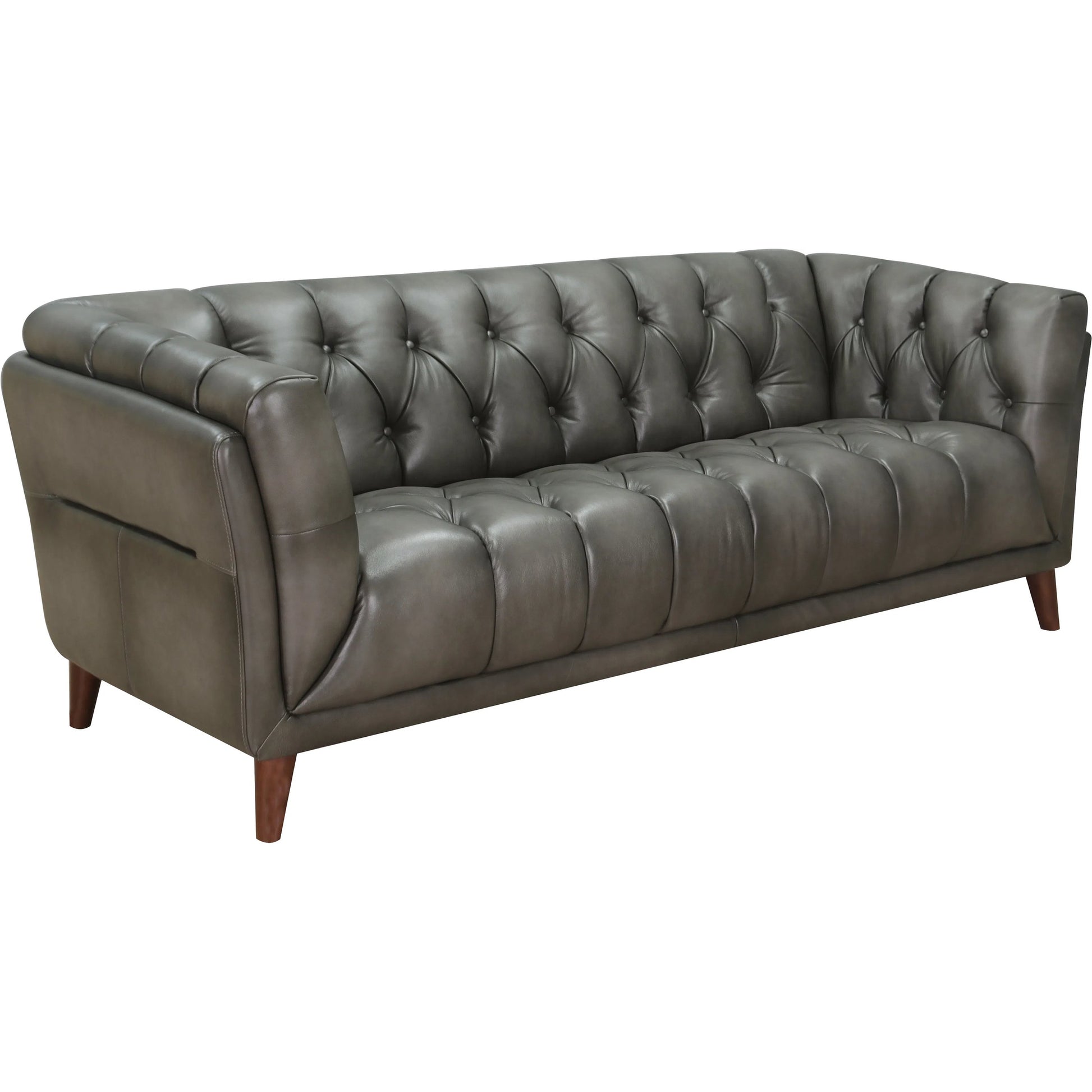 Targa 3-Seat Leather Sofa by Hydeline in ash gray. Made from leather/split, solid hardwood kiln dried in a unique style.