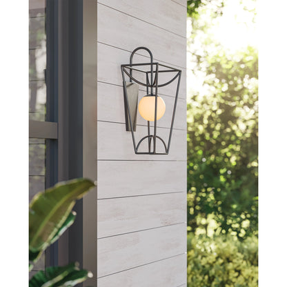 Rochefort Wall Sconce by Currey and Company in black, white. Made from metal, glass in a modern style.