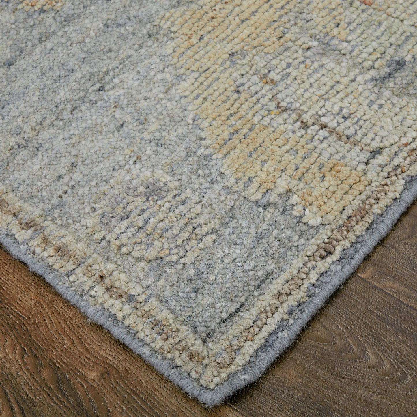002 SI-2129878,SI-2129879 | Closeup | Grafton Traditional & Botanical Rug - 69FMF by Feizy in blue, gray, yellow. Made from wool in a unique style.