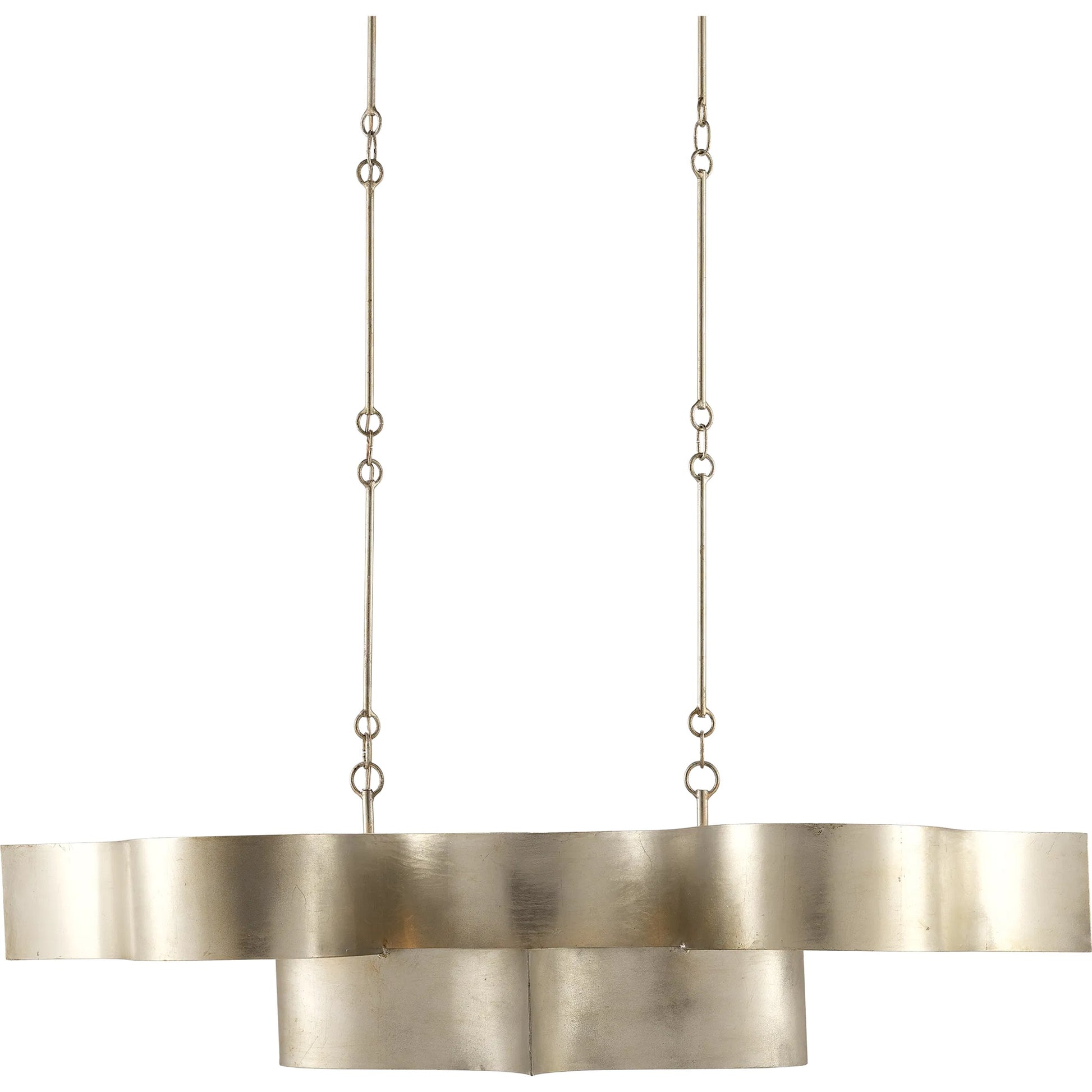 Grand Lotus Oval Chandelier by Currey and Company. Made from wrought iron in a modern style.