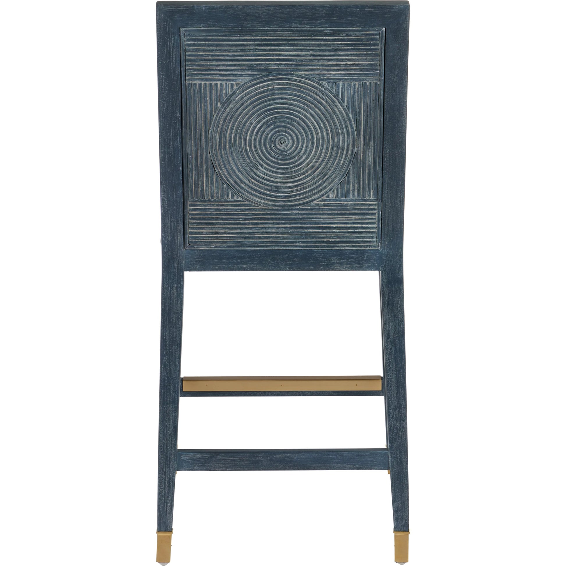 Santos Counter Stool by Currey and Company. Made from mahogany, rattan, brass in a modern style.