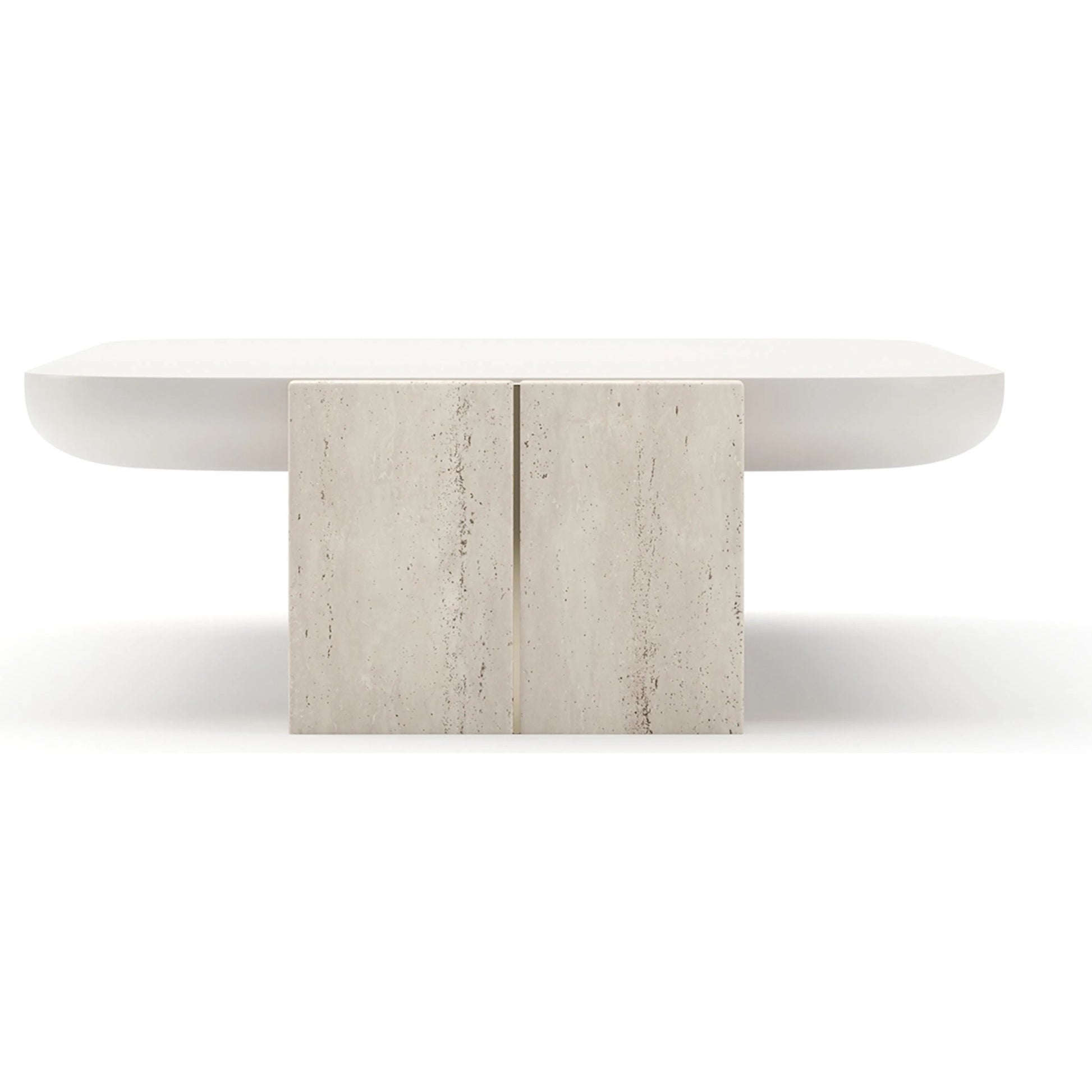 Overlap Rectangle Cocktail Table by Caracole. Made from stone in a transitional style.