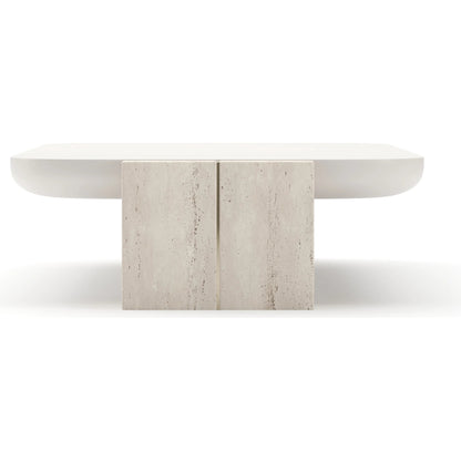 Overlap Rectangle Cocktail Table by Caracole. Made from stone in a transitional style.