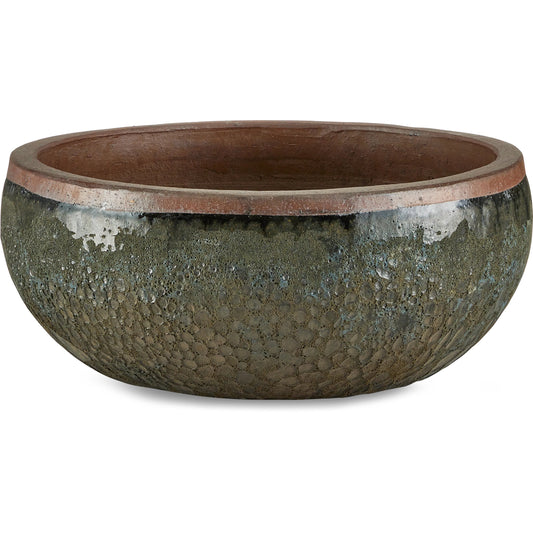 Lyra Planter by Currey and Company in reactive black. Made from ceramic in a modern style.