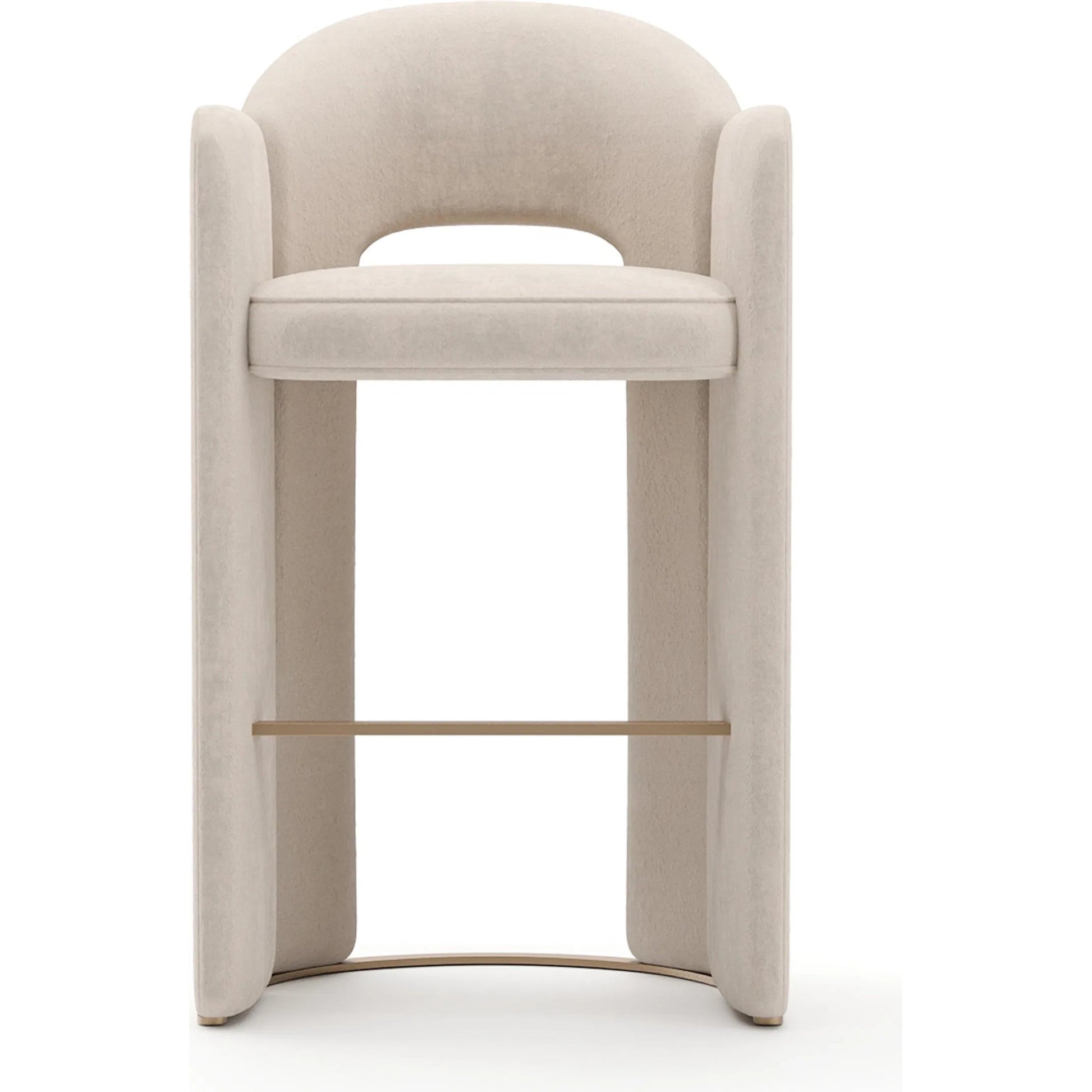 Overlap Bar Stool by Caracole in ivory and whisper of gold. Made from metal in a transitional style.