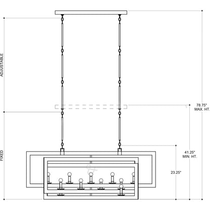 Middleton Rectangular Chandelier by Currey and Company. Made from wrought iron in a modern style.