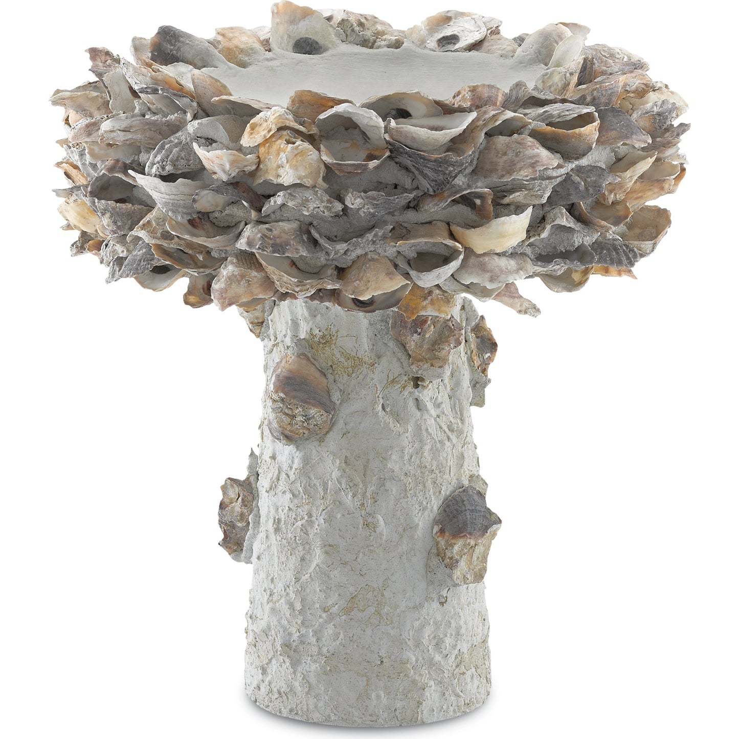 001 S-336246 | Primary Silo | Oyster Shell Bird Bath by Currey and Company. Made from oyster shells, concrete, iron in a eclectic & global style.