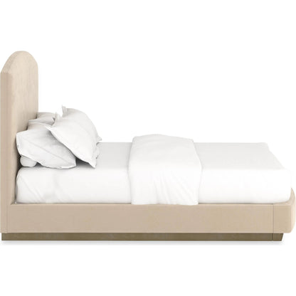Artois Bed by Caracole in brushed gold paint. Made from asian hardwood in a transitional style.