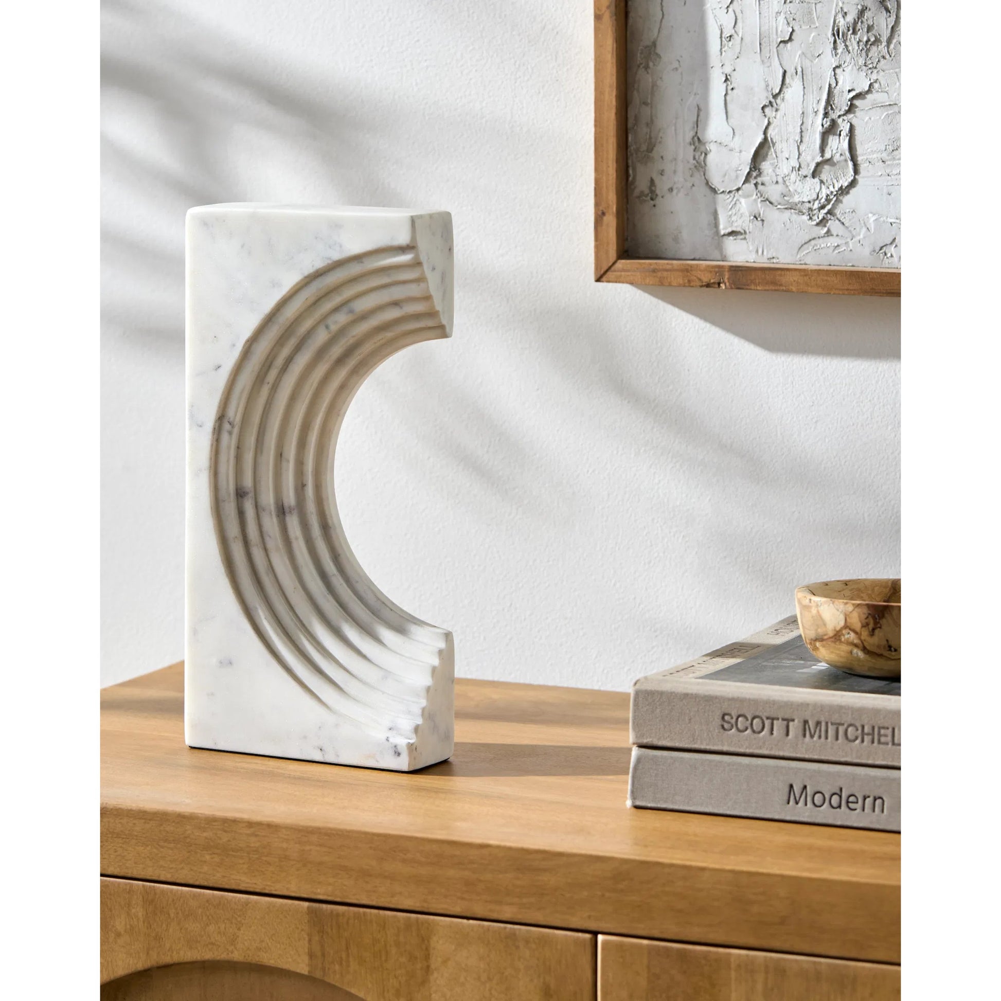 Trajan Decorative Sculpture 540629 by Surya in natural. Made from marble in a modern style.