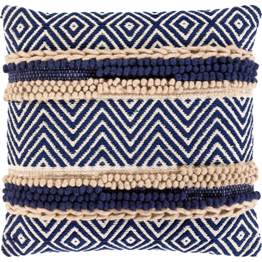 Avalon Pillow - 32629 by Livabliss in navy, tan. Made from 90% cotton, 10% wool, 100% cotton in a eclectic & global style.