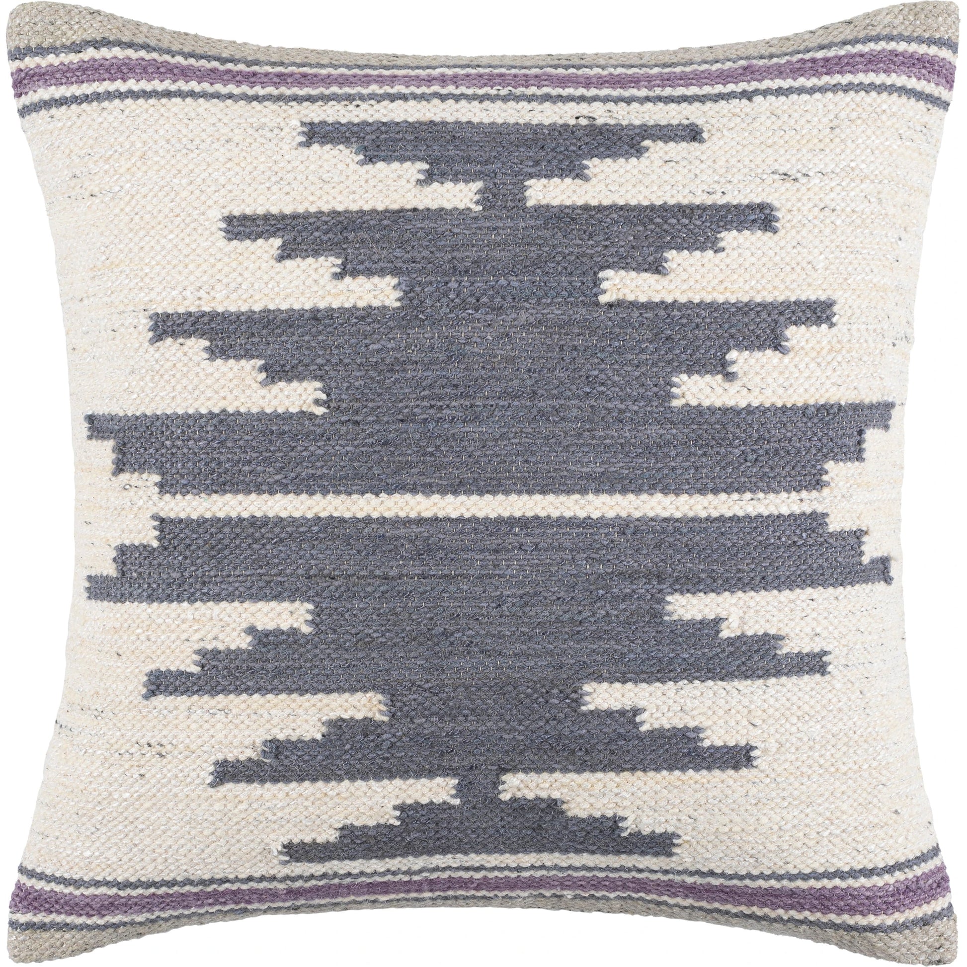 Alamosa Pillow - 30646 by Surya in charcoal, denim, purple. Made from 40% cotton, 40% viscose, 20% wool, 100% cotton in a eclectic & global style.