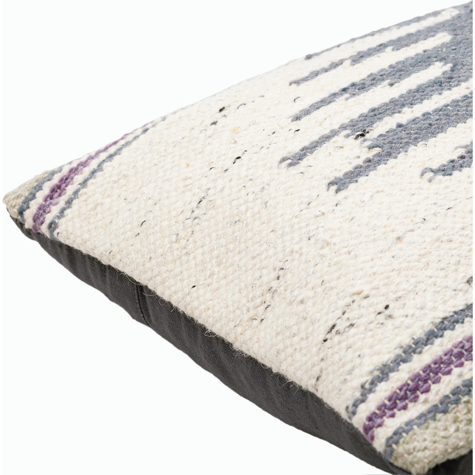 Alamosa Pillow - 30646 by Surya in charcoal, denim, purple. Made from 40% cotton, 40% viscose, 20% wool, 100% cotton in a eclectic & global style.