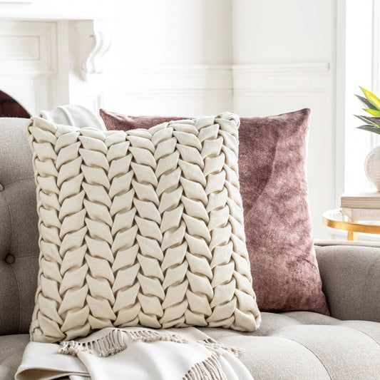 Alana Pillow - 32703 by Surya in cream. Made from 70% wool, 30% nylon in a modern style.