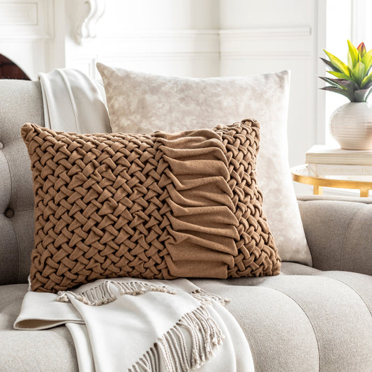 Alana Pillow - 32869 by Surya in camel. Made from 100% cotton in a modern style.