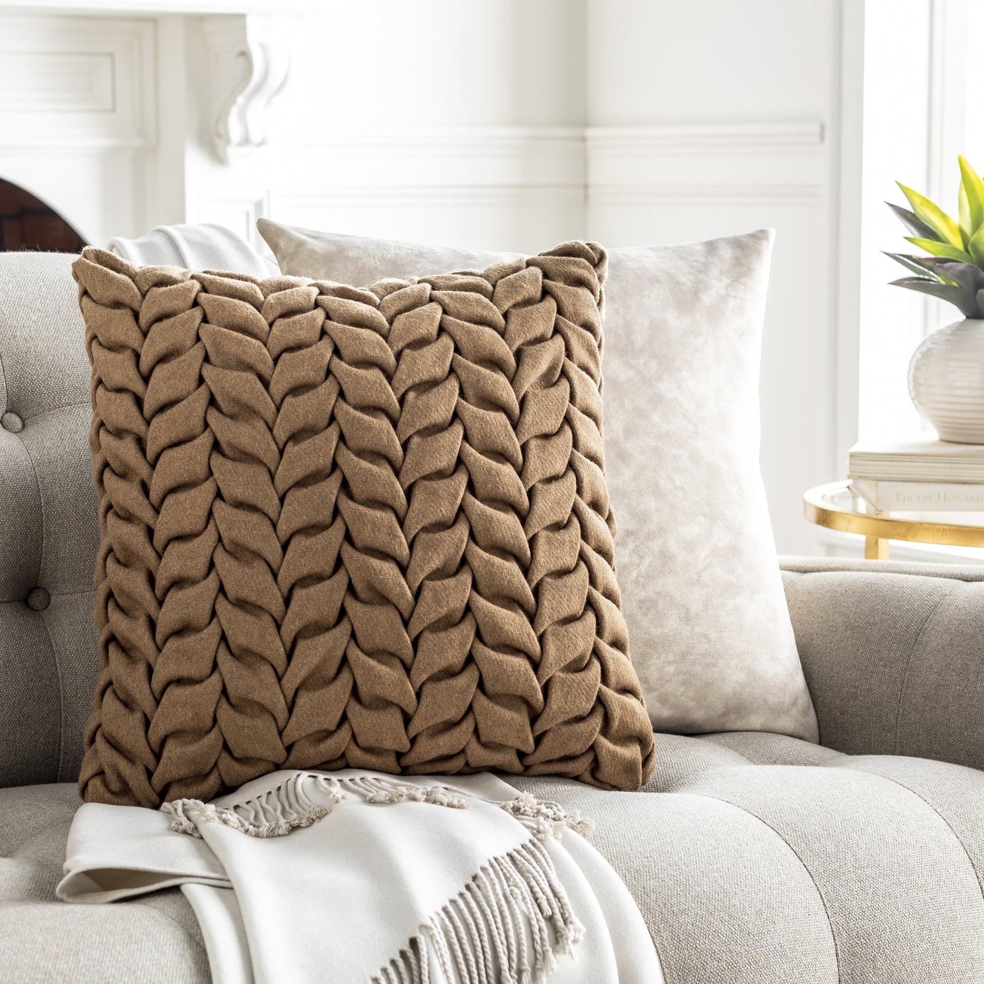 Alana Pillow - 32703 by Surya in cream. Made from 70% wool, 30% nylon in a modern style.