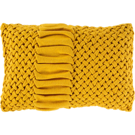 Alana Pillow by Surya in yellow. Made from front: 70% wool, 30% nylon in a modern style.