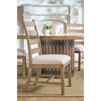 Vineyard Row Ladderback Side Chair by Hooker Furniture in beige and sonoma. Made from 57% polyester, 43% cationic poly in a transitional style.