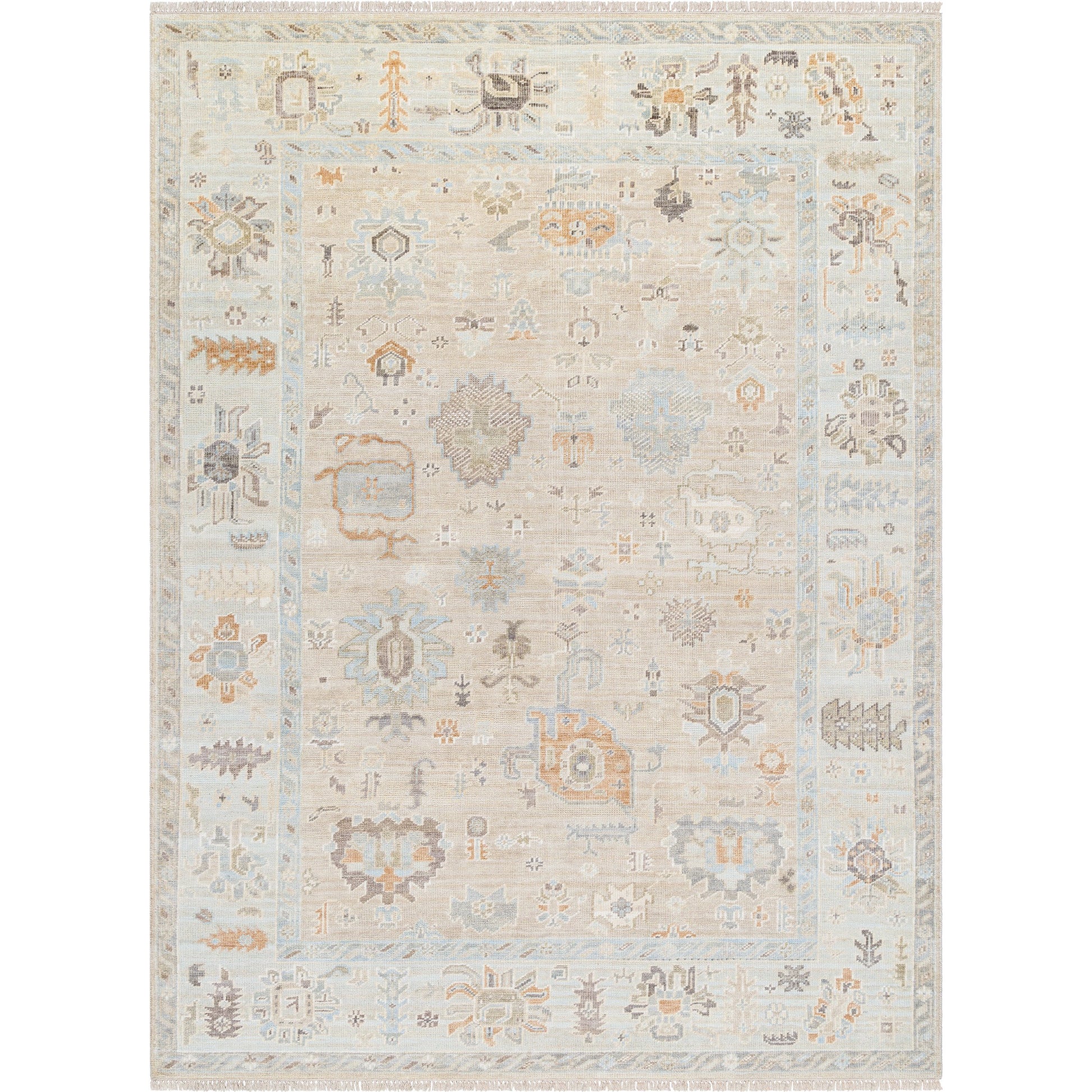 Antalya AAT-2314 Rug by Surya in light brown, dark brown, taupe, beige. Made from face: 100% wool, warp: 100% cotton in a unique style.
