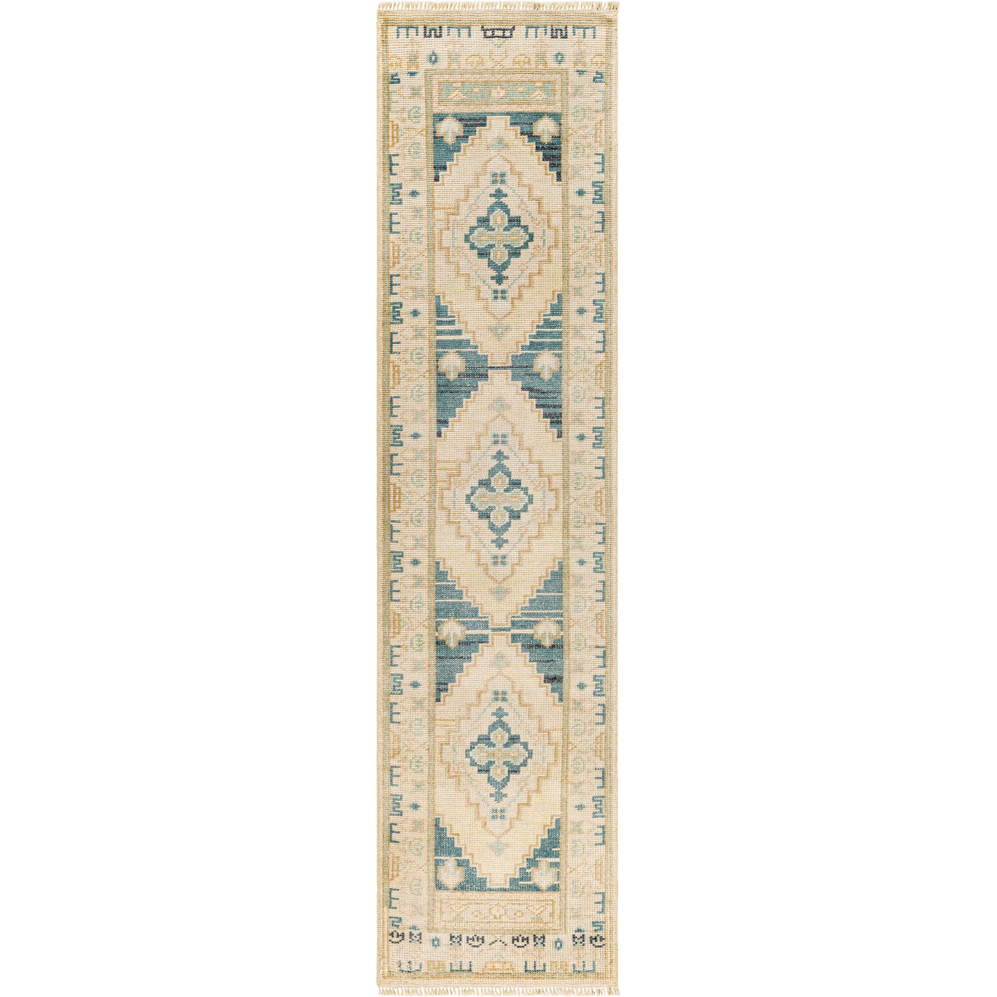 Anadolu Rug - 29979 by Surya in teal, deep teal, cream, brown, seafoam, pale pink. Made from unique in a unique style.