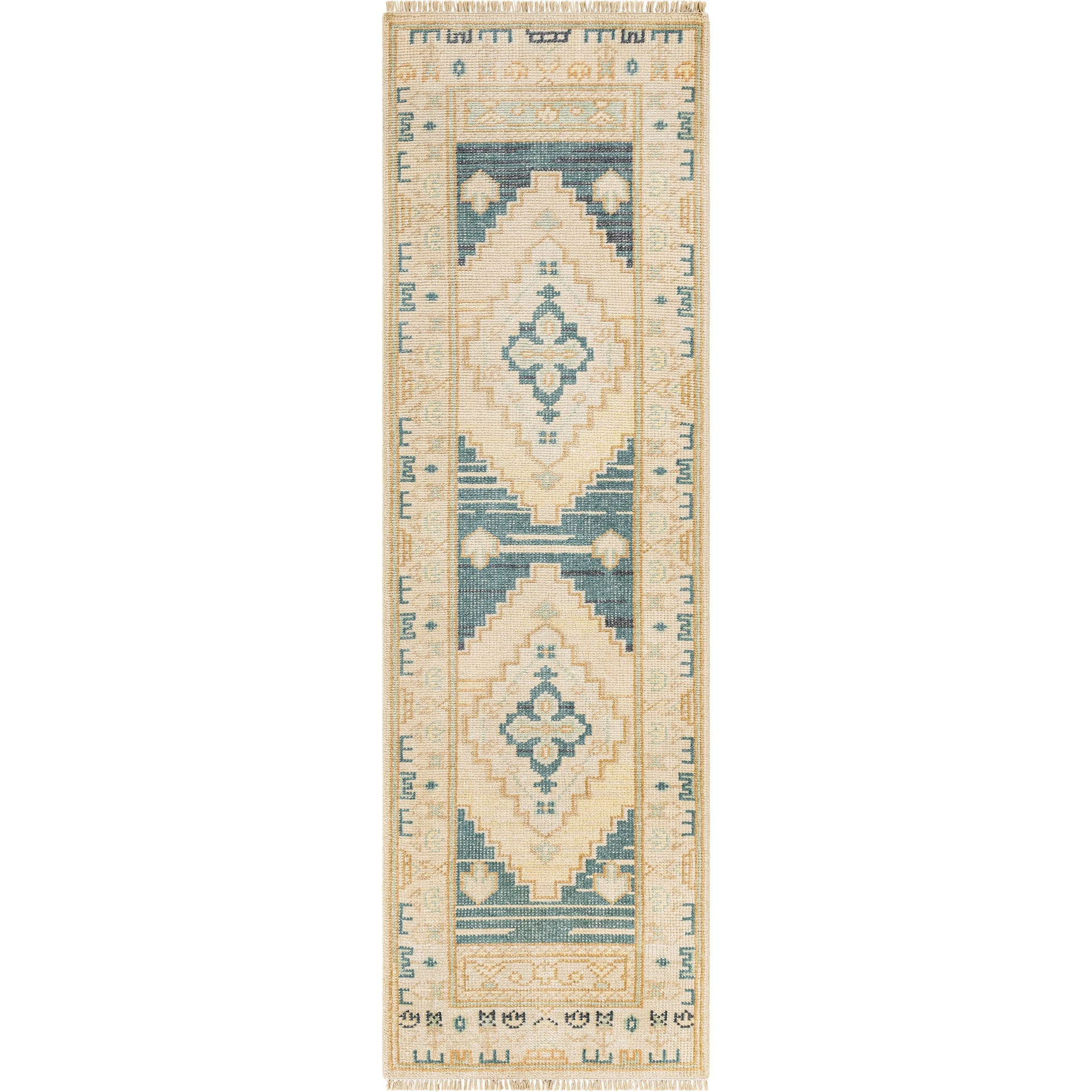 Anadolu Rug - 29979 by Surya in teal, deep teal, cream, brown, seafoam, pale pink. Made from unique in a unique style.