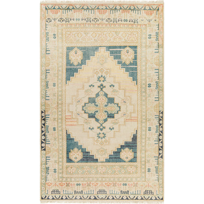 Anadolu Rug - 29979 by Surya in teal, deep teal, cream, brown, seafoam, pale pink. Made from unique in a unique style.