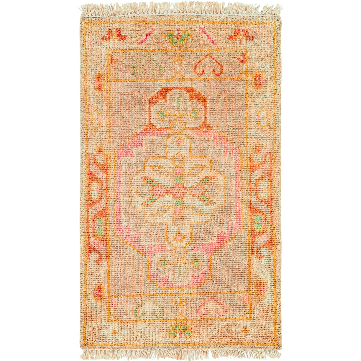 001 SI-1876341,SI-1876344 | Primary Silo | Anadolu Rug - 29980 by Surya in dusty pink, rose, beige, seafoam, wheat, cream. Made from 70% wool, 30% viscose in a unique style.