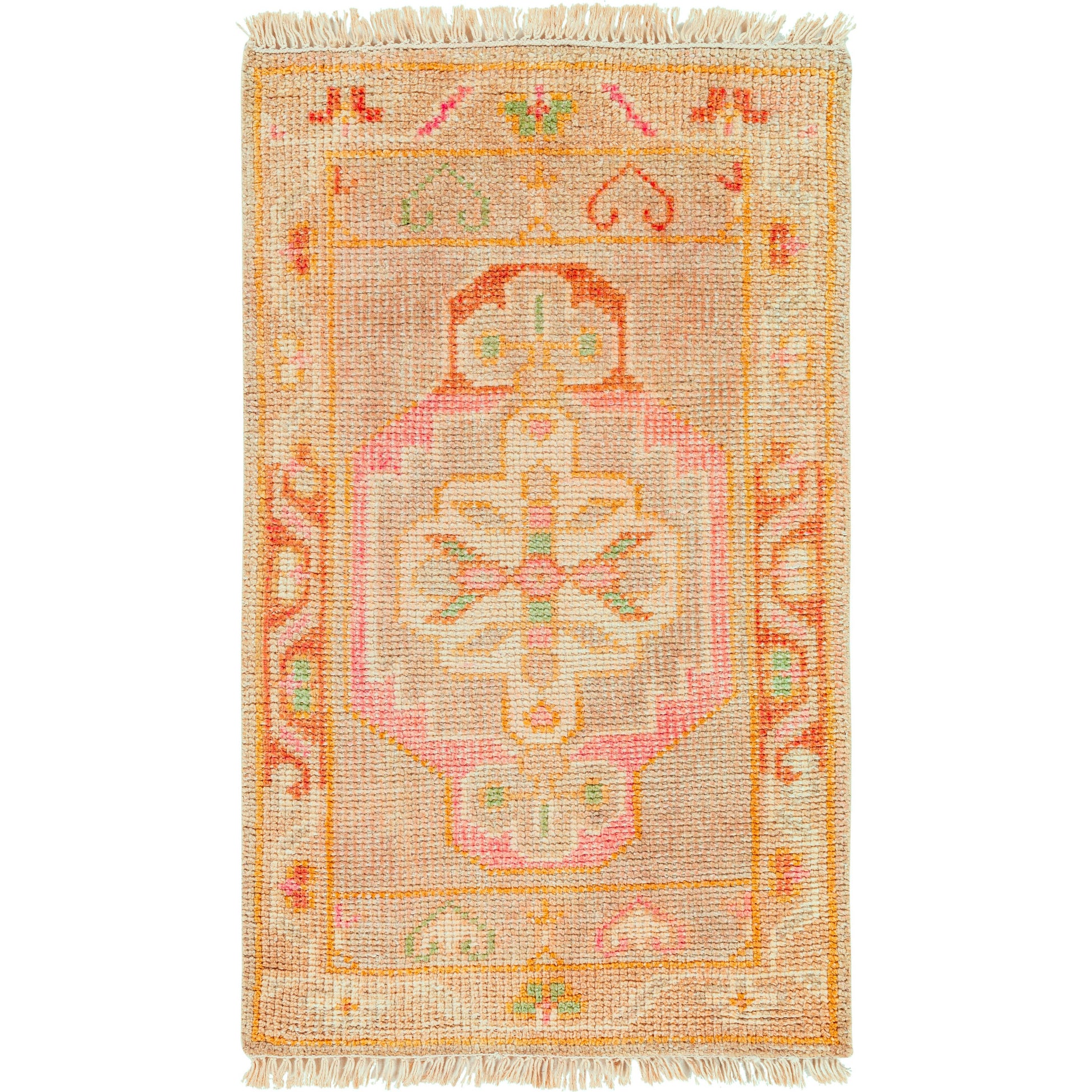 Anadolu Rug - 29980 by Surya in dusty pink, rose, beige, seafoam, wheat, cream. Made from 70% wool, 30% viscose in a unique style.