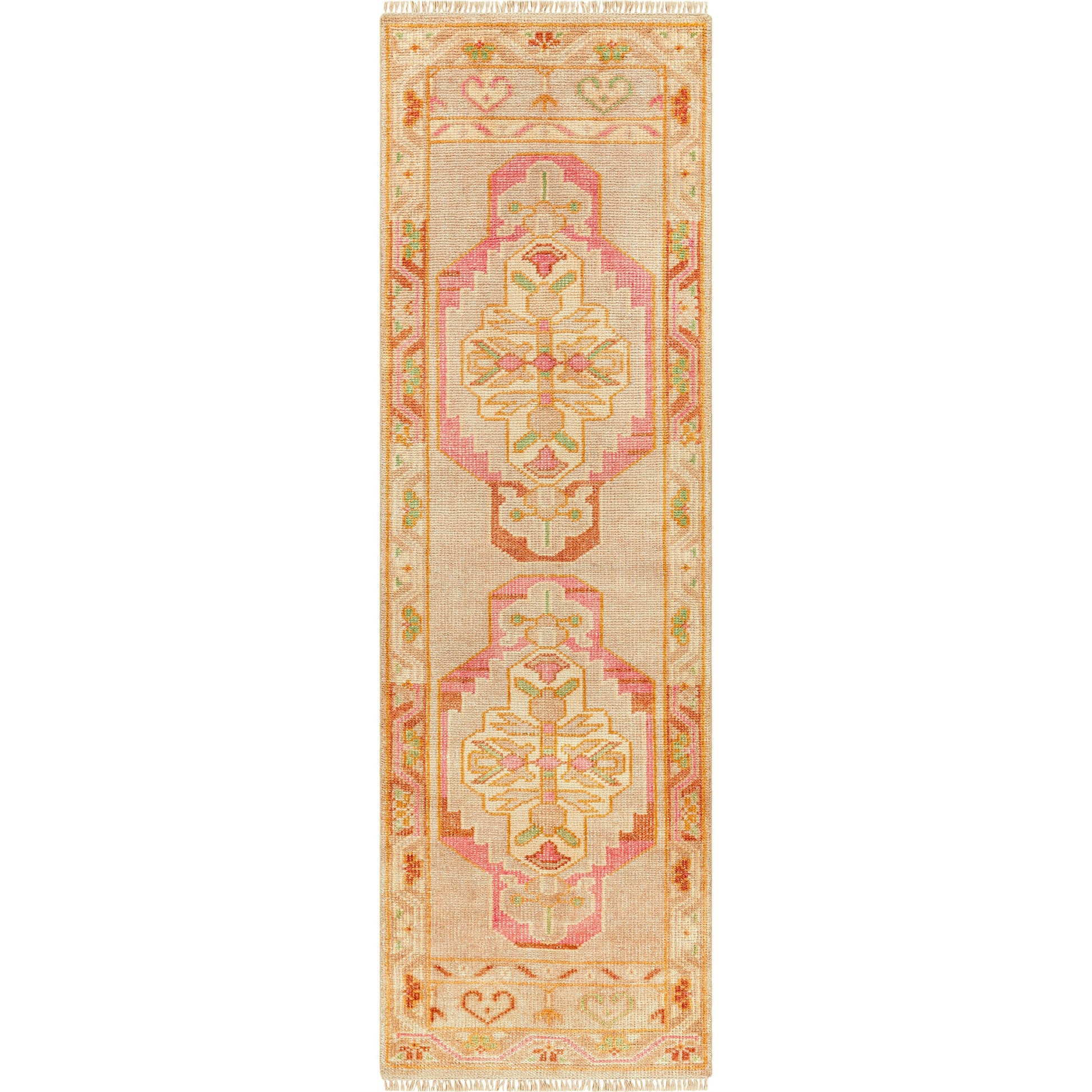 Anadolu Rug - 29980 by Surya in dusty pink, rose, beige, seafoam, wheat, cream. Made from 70% wool, 30% viscose in a unique style.