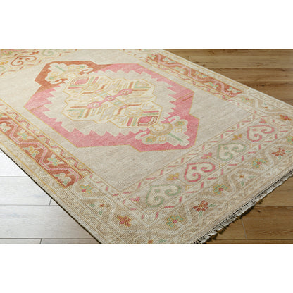 Anadolu Rug - 29980 by Surya in dusty pink, rose, beige, seafoam, wheat, cream. Made from 70% wool, 30% viscose in a unique style.