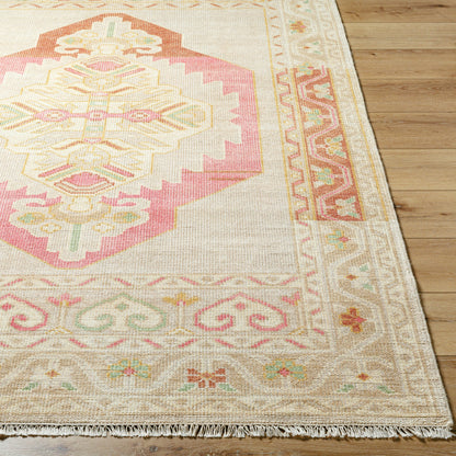 Anadolu Rug - 29980 by Surya in dusty pink, rose, beige, seafoam, wheat, cream. Made from 70% wool, 30% viscose in a unique style.