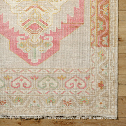 Anadolu Rug - 29980 by Surya in dusty pink, rose, beige, seafoam, wheat, cream. Made from 70% wool, 30% viscose in a unique style.
