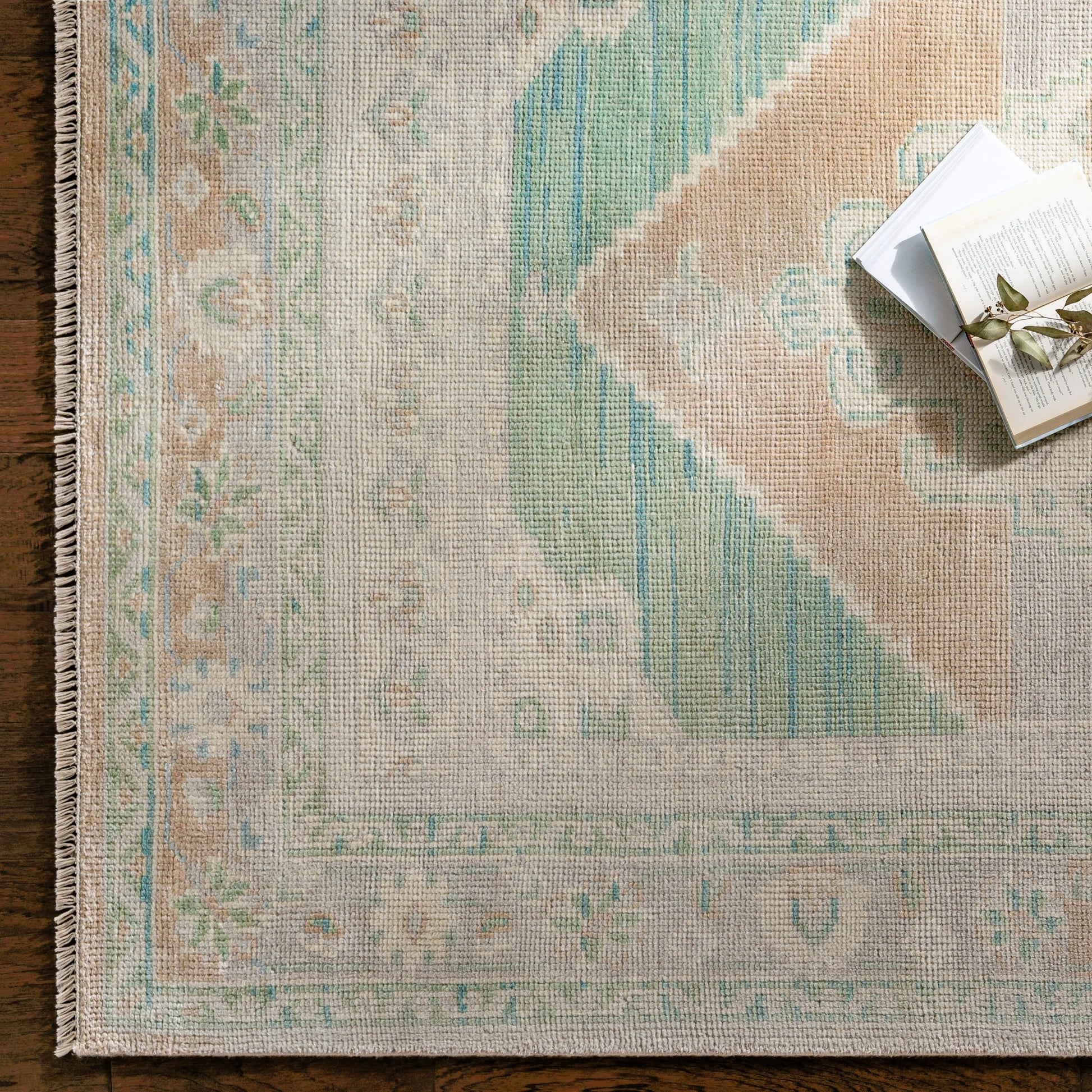 Anadolu Rug - 30381 by Surya in beige, seafoam, light sage, cream. Made from 70% wool, 30% viscose in a unique style.