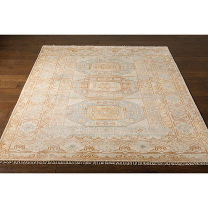 Anadolu Rug - 30382 by Surya in ice blue, dusty pink, light beige, mustard, pale pink, cream. Made from 70% wool, 30% viscose in a unique style.
