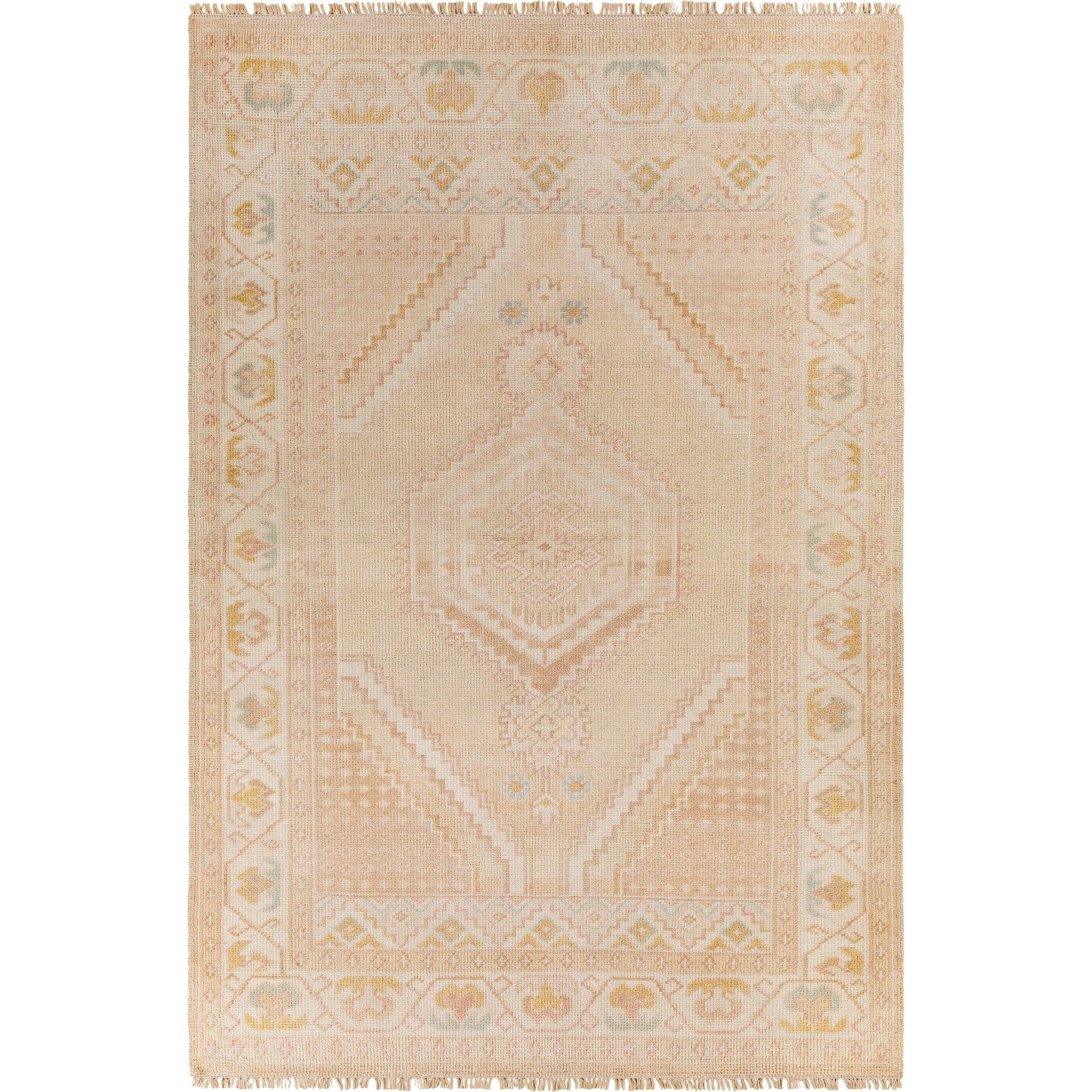 001 SI-1876358,SI-1876359,SI-1876360 | Primary Silo | Anadolu Rug - 30383 by Surya in beige, dusty pink, tan, rose, mustard, cream. Made from 70% wool, 30% viscose in a unique style.