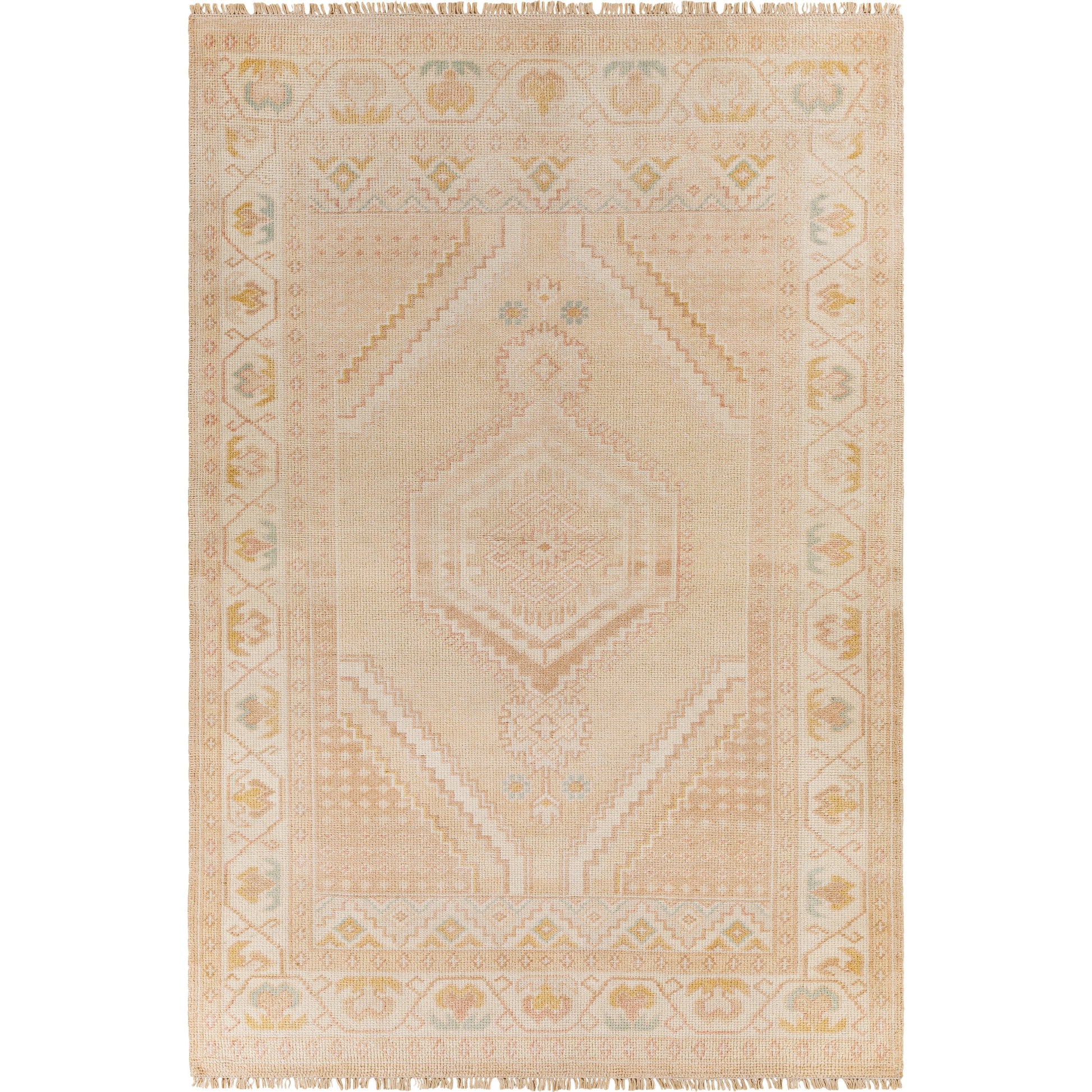 Anadolu Rug - 30383 by Surya in beige, dusty pink, tan, rose, mustard, cream. Made from 70% wool, 30% viscose in a unique style.
