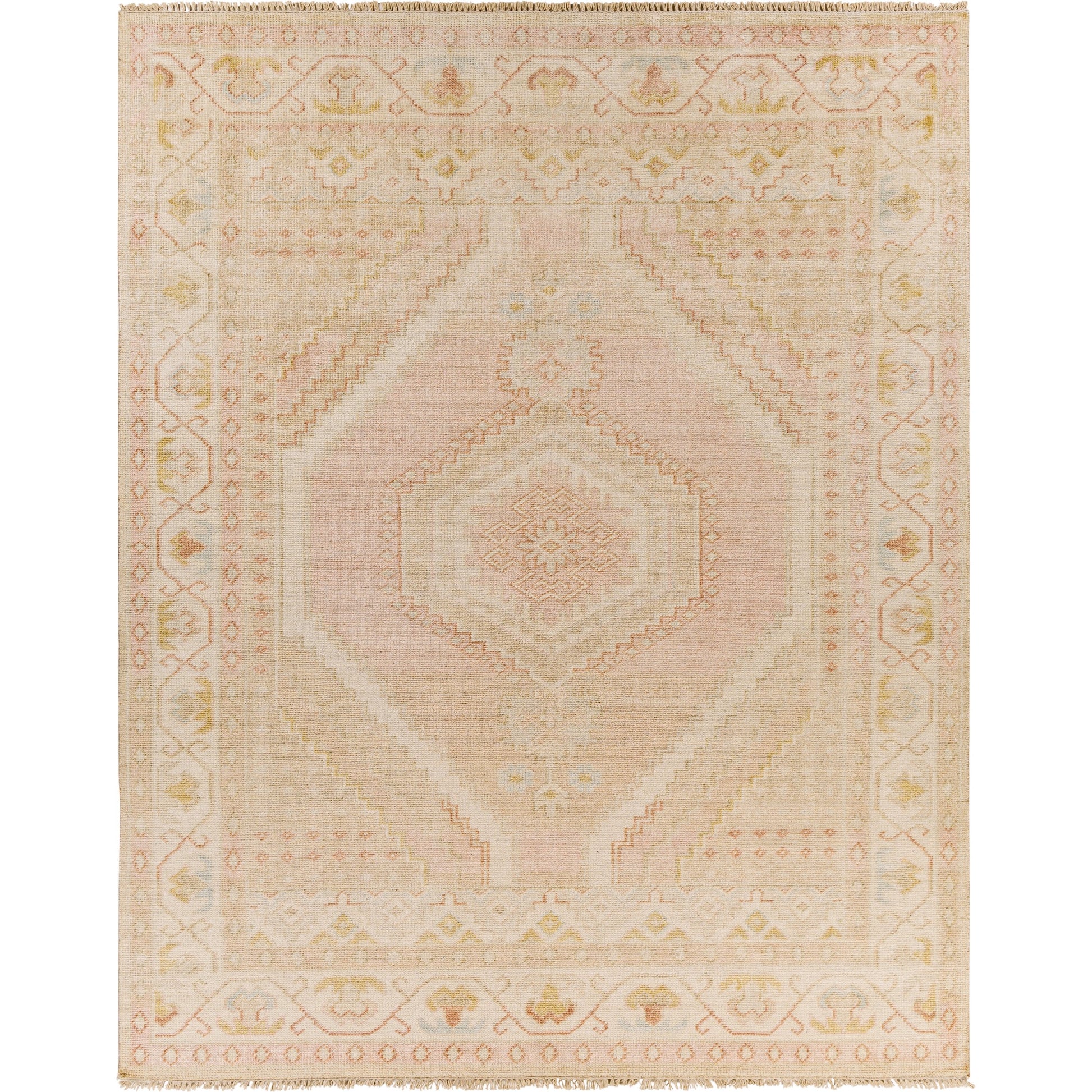 Anadolu Rug - 30383 by Surya in beige, dusty pink, tan, rose, mustard, cream. Made from 70% wool, 30% viscose in a unique style.