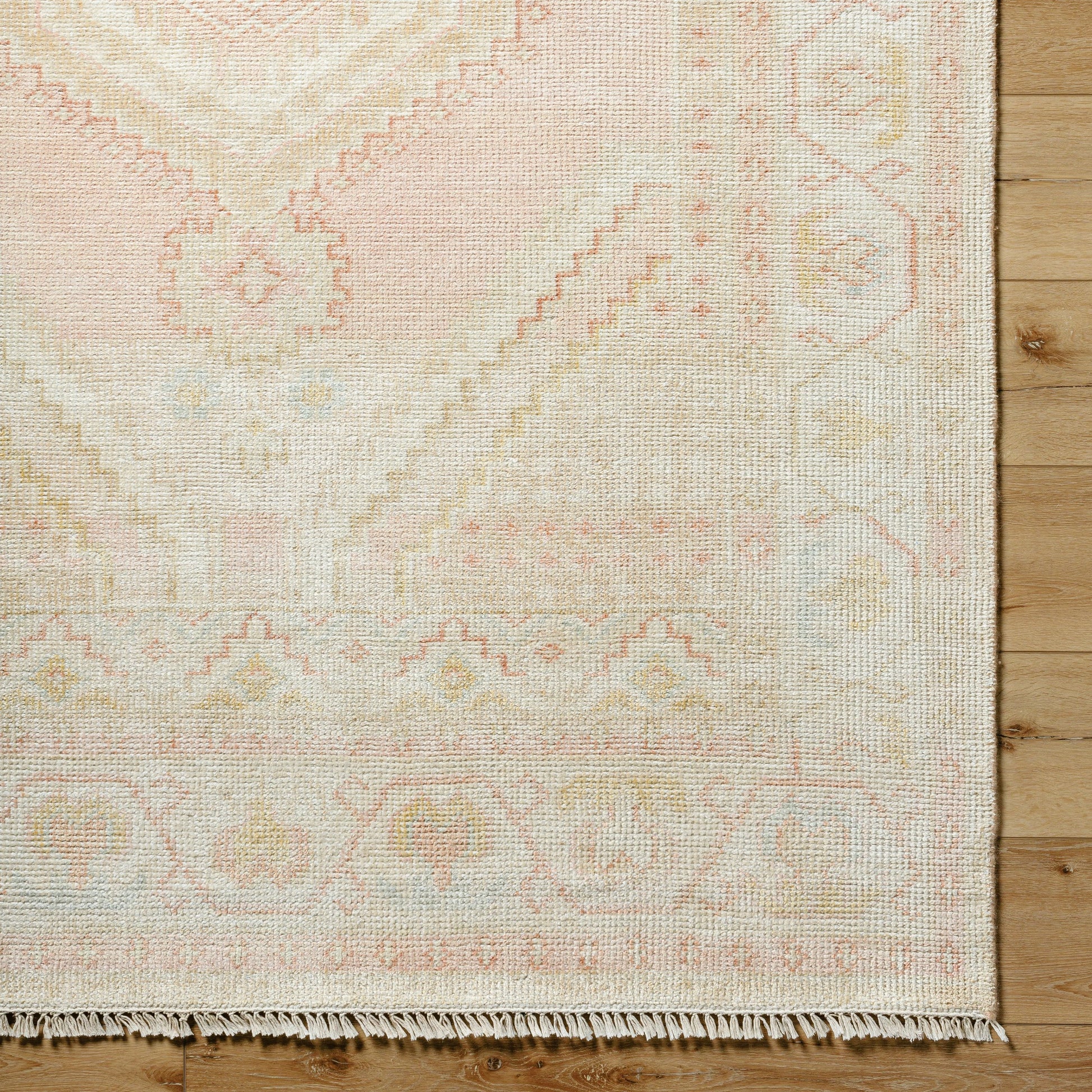 Anadolu Rug - 30383 by Surya in beige, dusty pink, tan, rose, mustard, cream. Made from 70% wool, 30% viscose in a unique style.