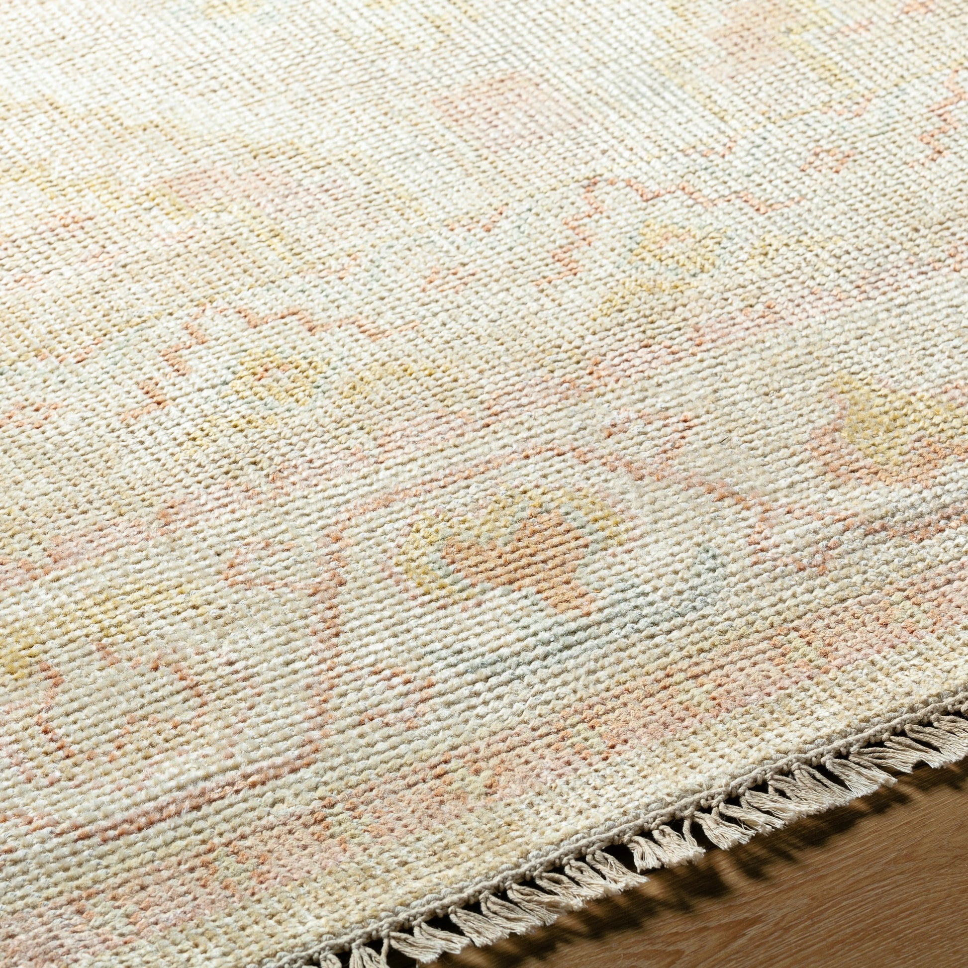 Anadolu Rug - 30383 by Surya in beige, dusty pink, tan, rose, mustard, cream. Made from 70% wool, 30% viscose in a unique style.