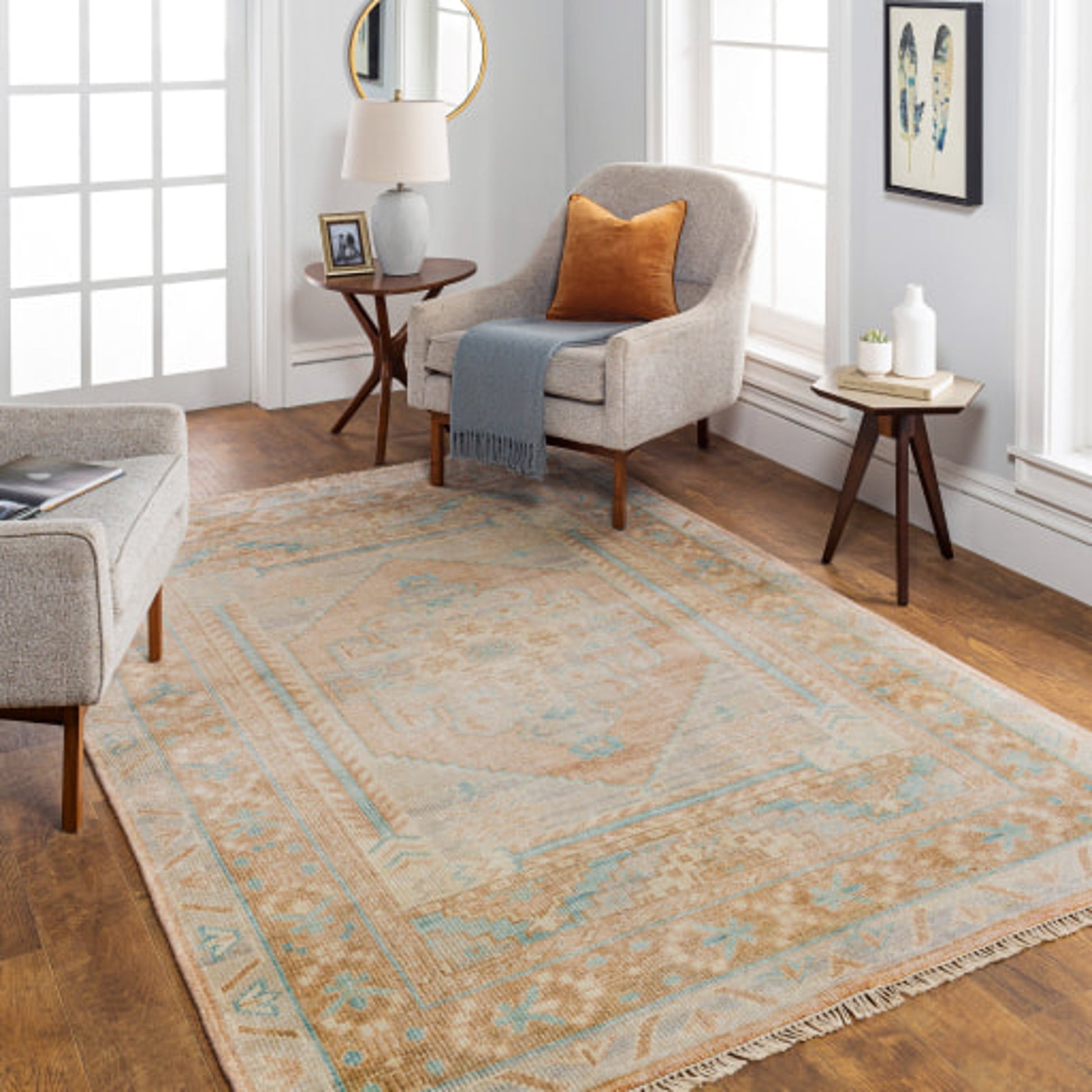 Anadolu Rug - 30384 by Surya in seafoam, beige, pale blue, light blue. Made from 70% wool, 30% viscose in a unique style.