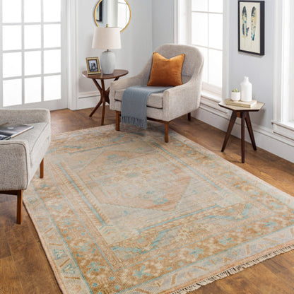 Anadolu Rug - 30384 by Surya in seafoam, beige, pale blue, light blue. Made from 70% wool, 30% viscose in a unique style.